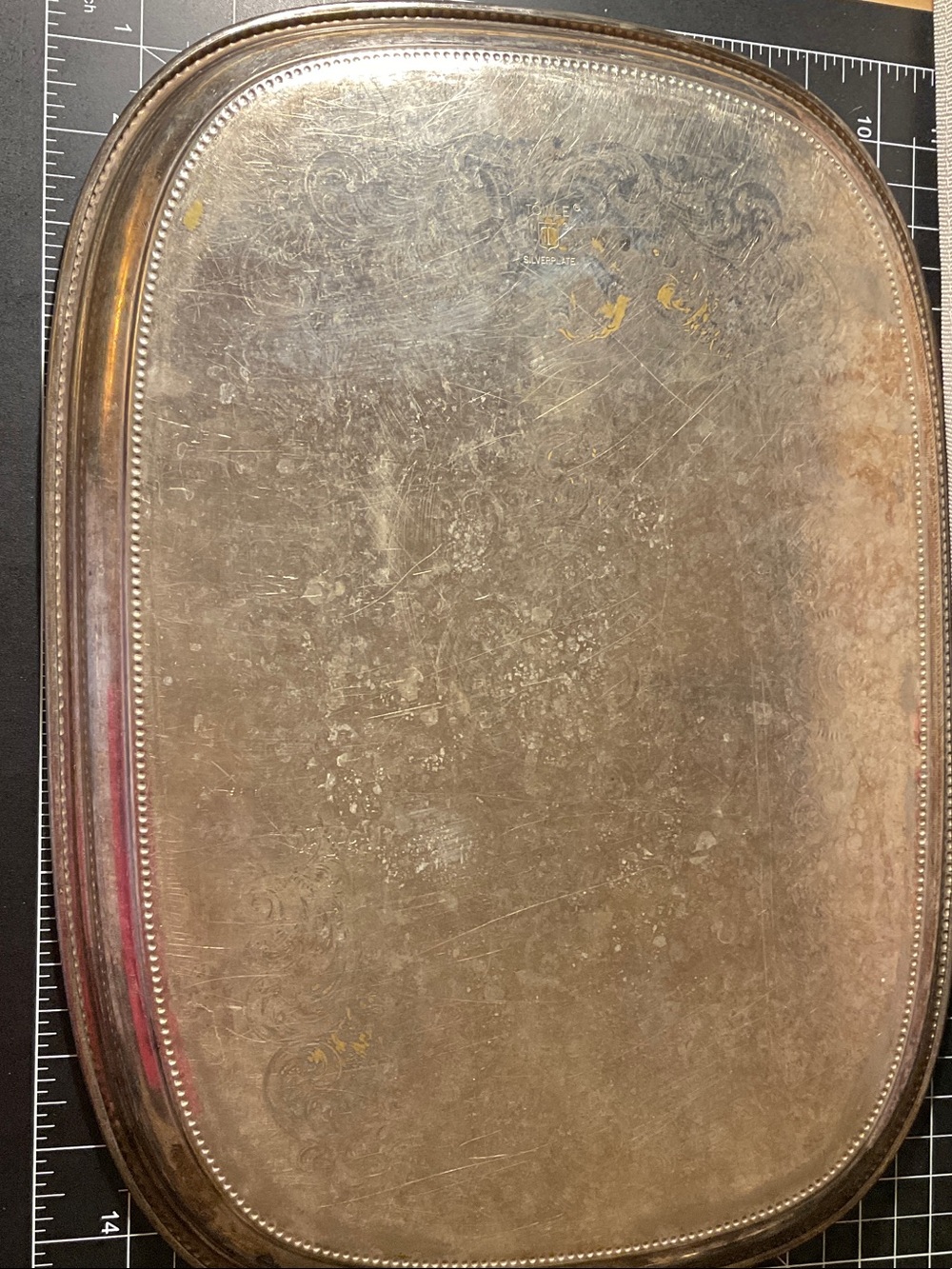 2 Towle Silver-Plated Trays with Engraved Mark - Picture 4 of 8